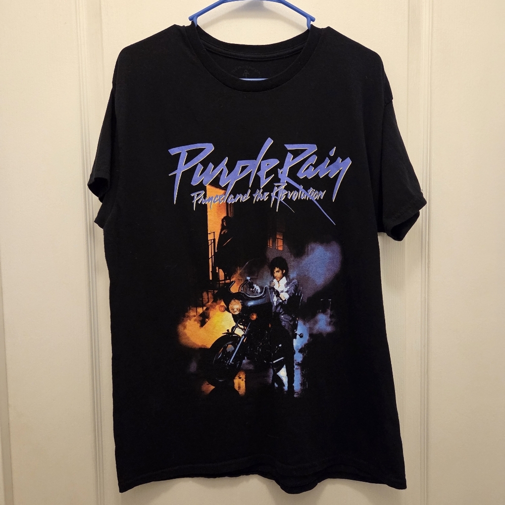 PRINCE and the revolution black graphic tee unisex size L Large PURPLE RAIN
